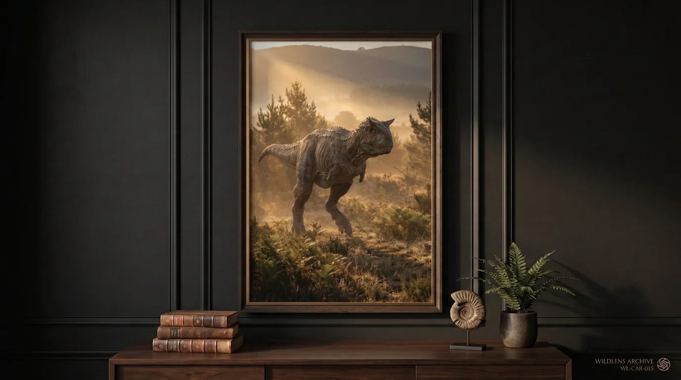 Dawn of the Predator: framed Carnotaurus poster mockup