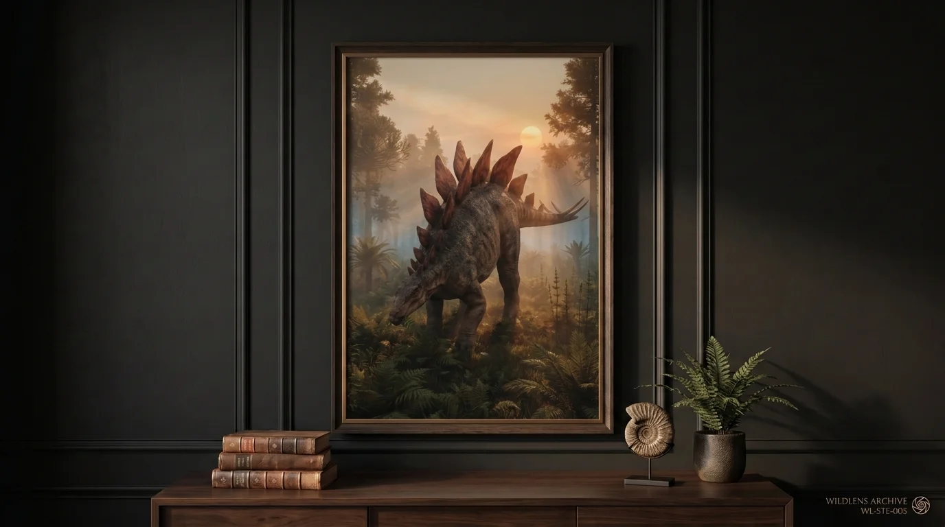 The Armored Giant: framed Stegosaurus poster mockup