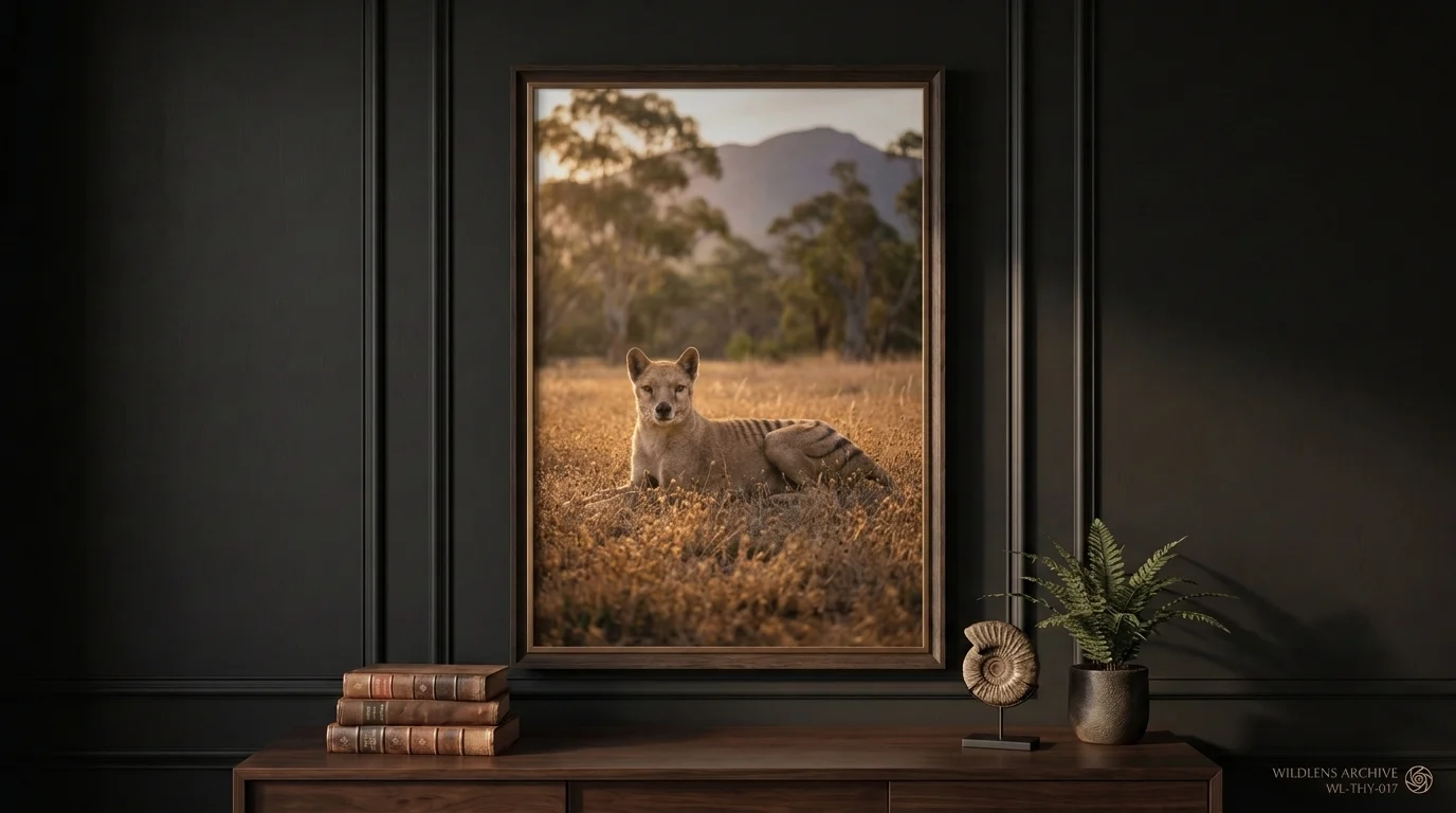 The Tasmanian Tiger: framed Thylacine poster mockup