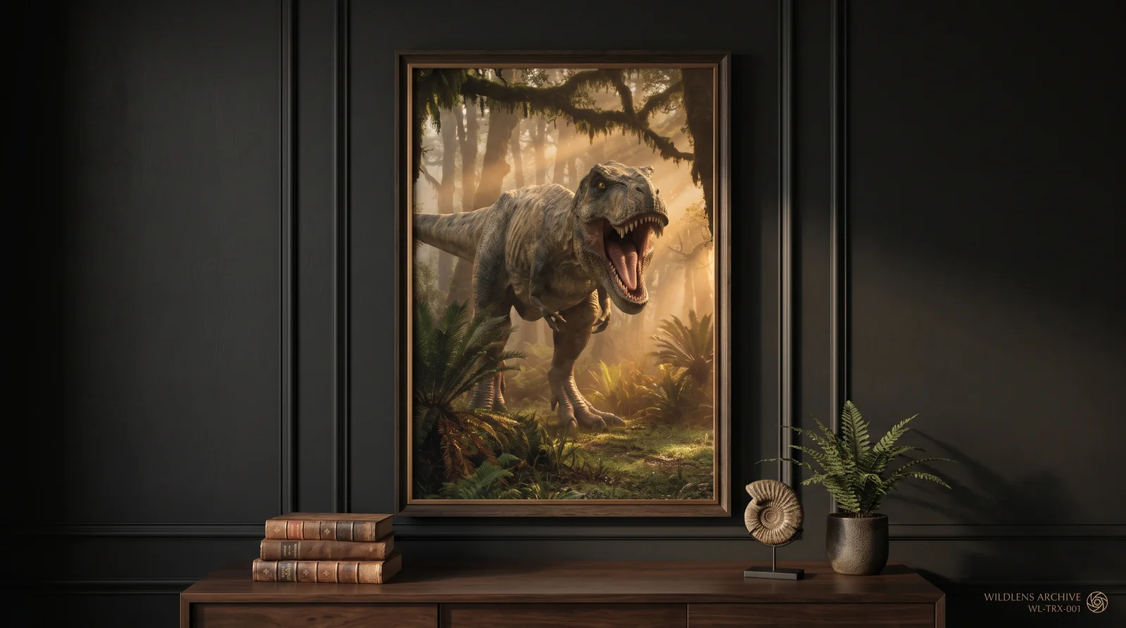 The Apex Predator: framed Tyrannosaurus rex poster mockup