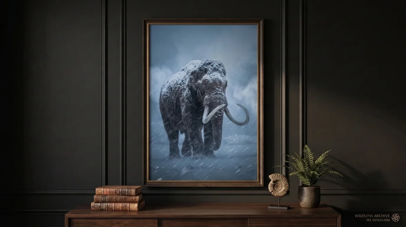 The Ice Age Icon: framed Woolly mammoth poster mockup